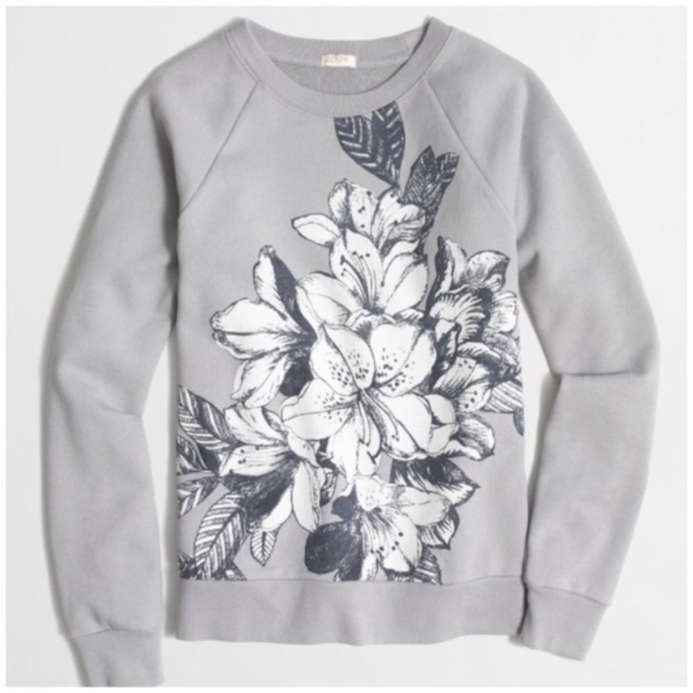 J. Crew Factory Floral Blockprint Pullover Crew Sweatshirt